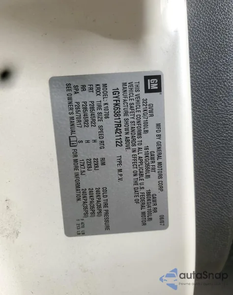 2007 Cadillac Escalade Luxury из США, поврежденный, VIN 1GYFK63817R421122